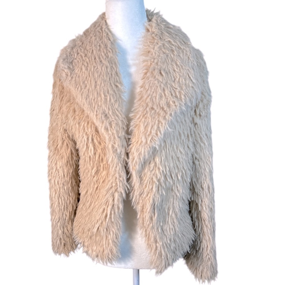 Plush Faux Fur Cream Soft Glam Jacket Women's SzM